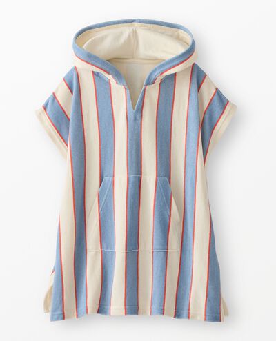 Oversized Loop Terry Hoodie Cover Up in Forever Blue/Ecru - main