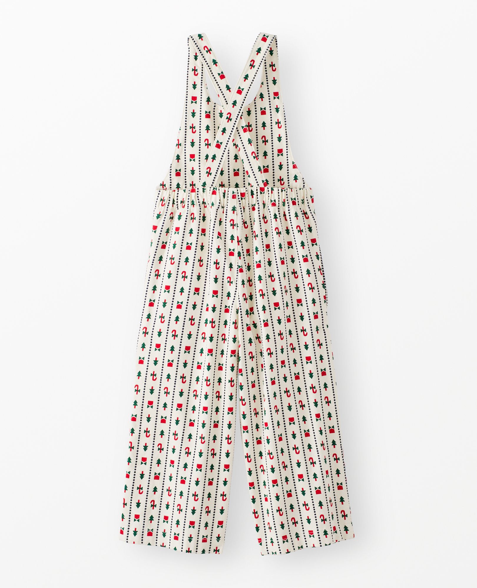 Holiday Twill Wide Leg Overalls in Christmas Stripes - main