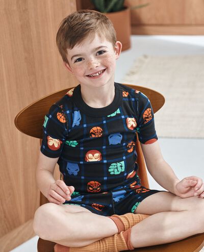 Marvel Avengers Short John Pajama Set in Checker Marvel - black - main
