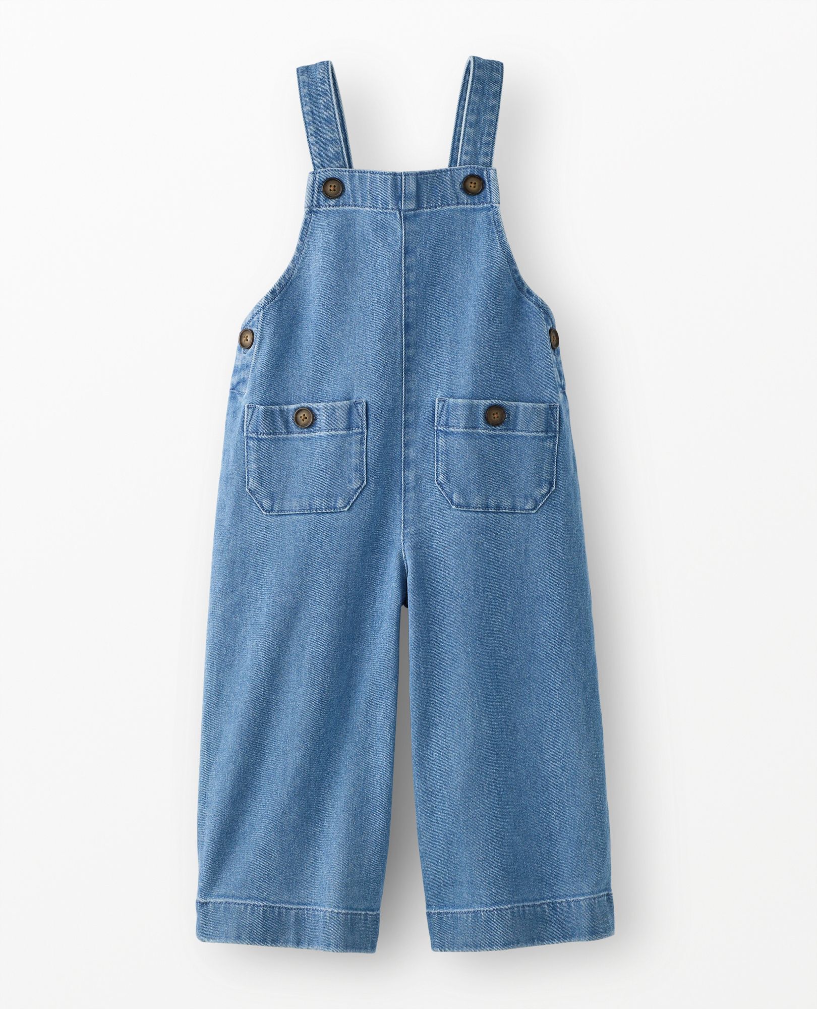 Denim Wide Leg Overalls in Light Denim Wash - main