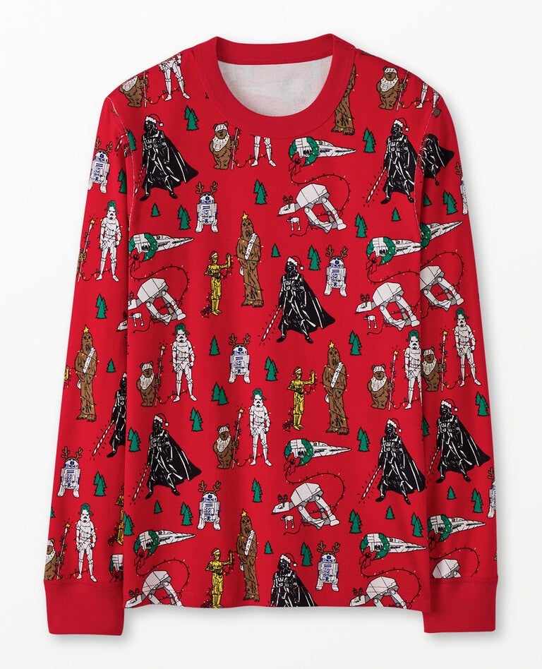 Adult STAR WARS™ Holiday Long John Pajama Top in Star Wars Festive Red - main