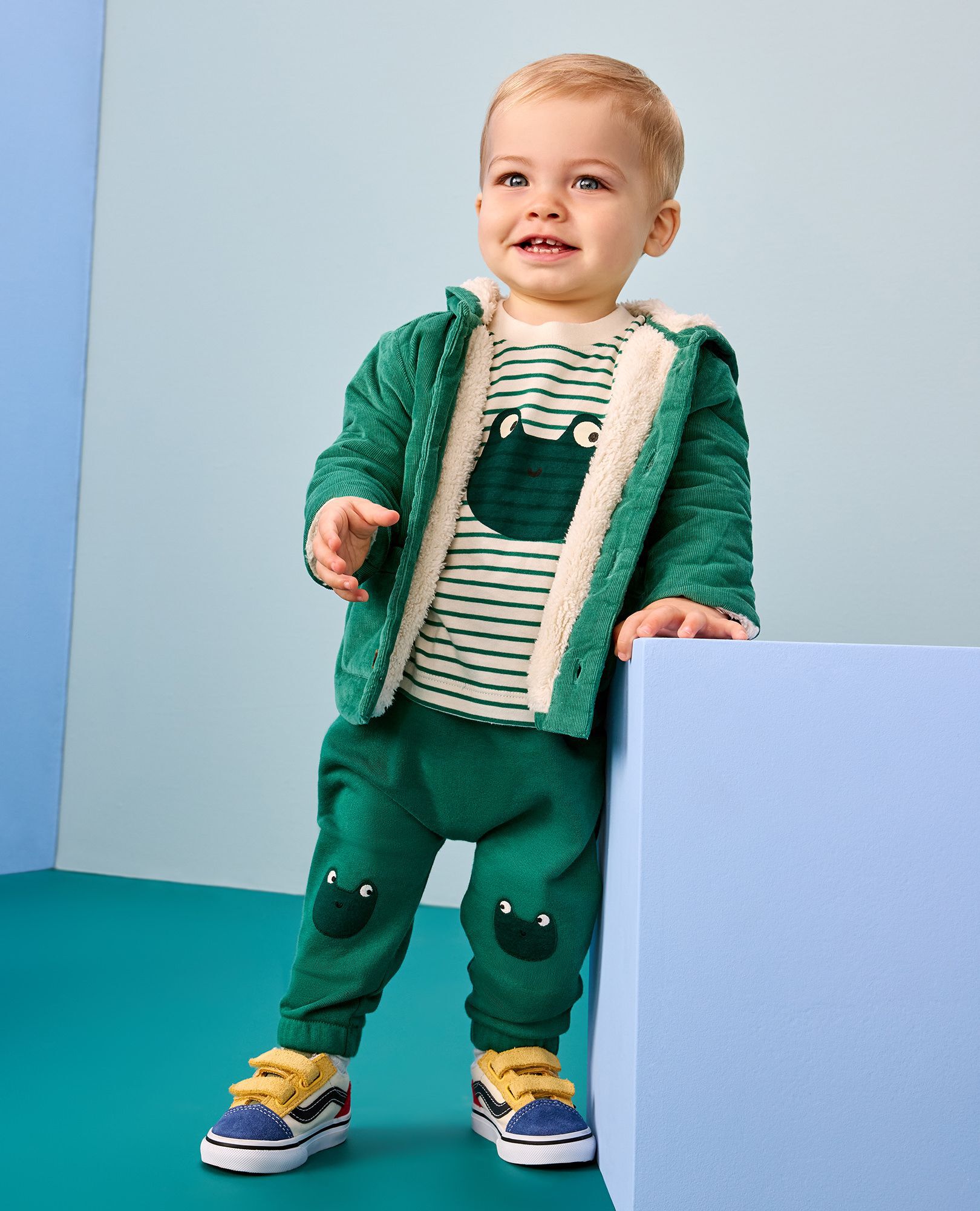 Baby Corduroy Critter Jacket in Frog - main