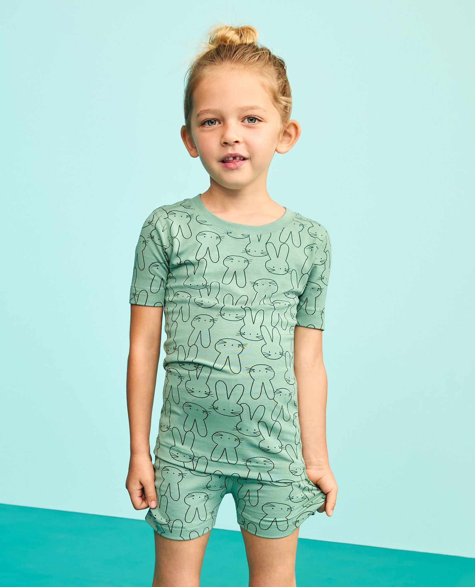 Easter HannaSoft™ Stretch Pajama Set in Easter Bunny on Jade - main