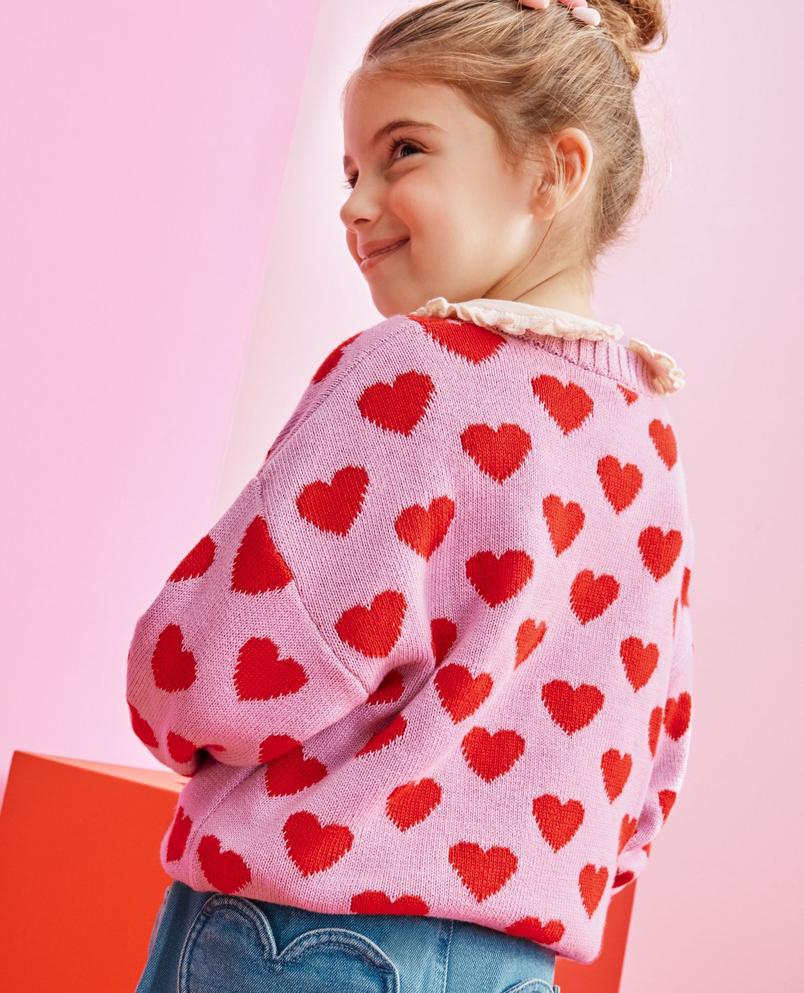 Heart Sweater in Heartful on Purple - main