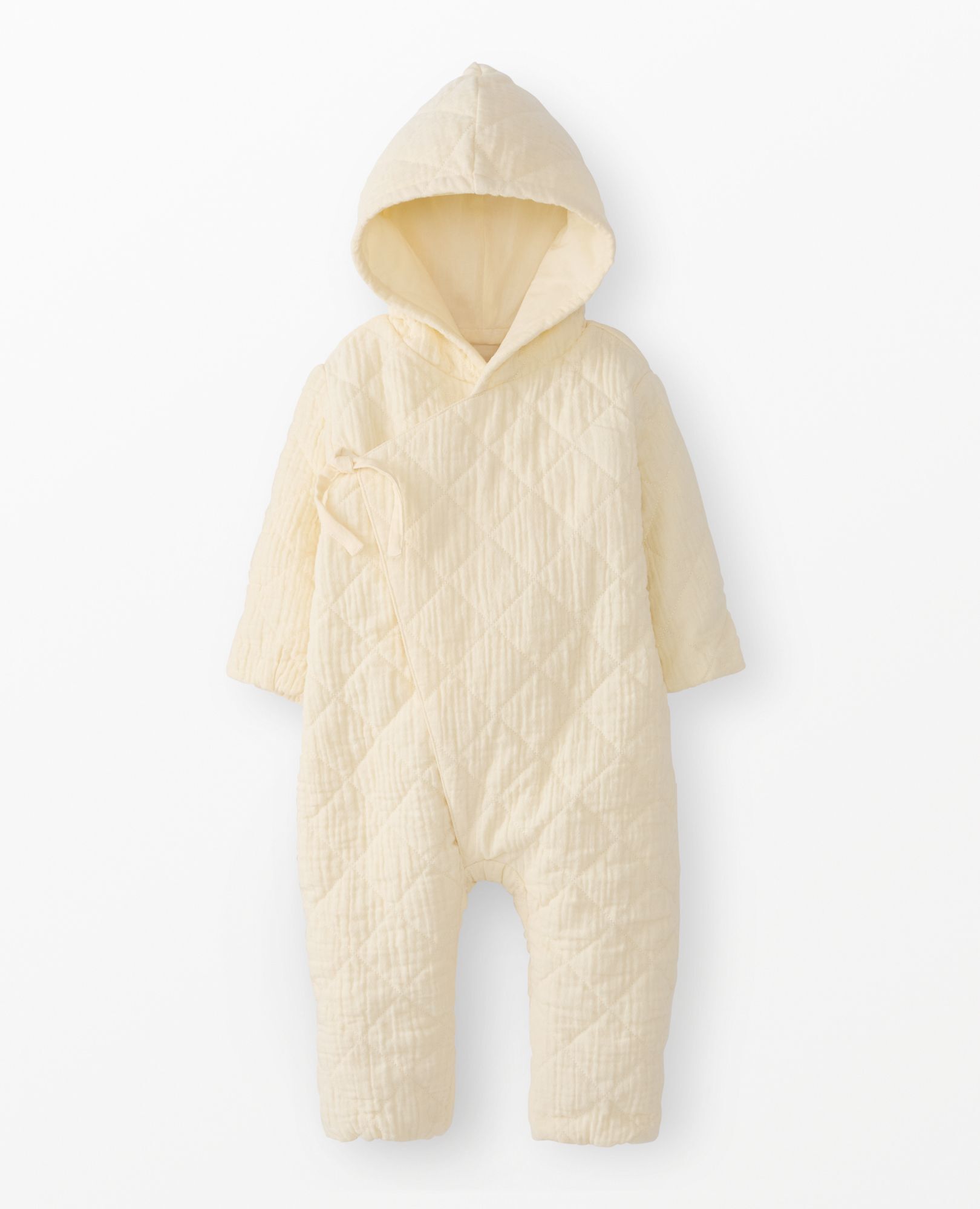 Baby Muslin Crossover Romper in Almond Oil - main