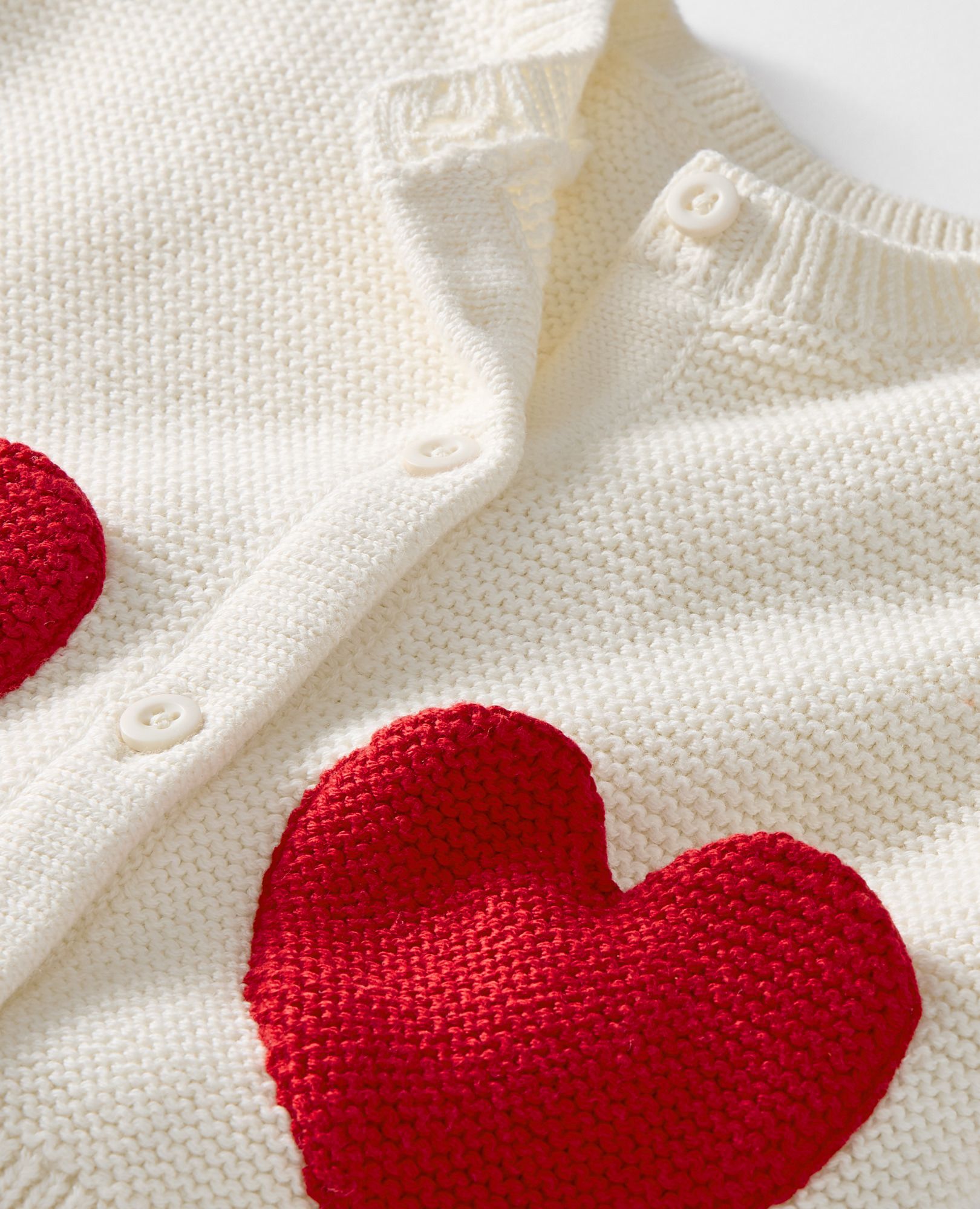 Baby Heart Pocket Cardigan Sweater in Ecru - main