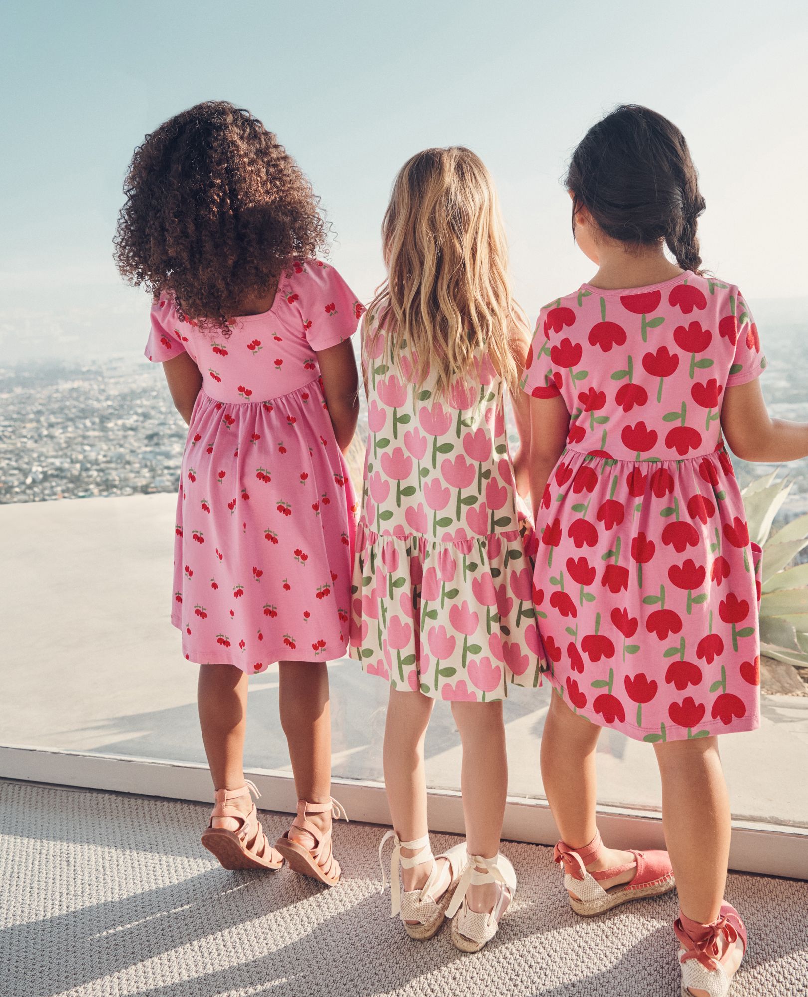 Back-to-Front Skater Dress with Pockets in Floral Duet on Pink - main