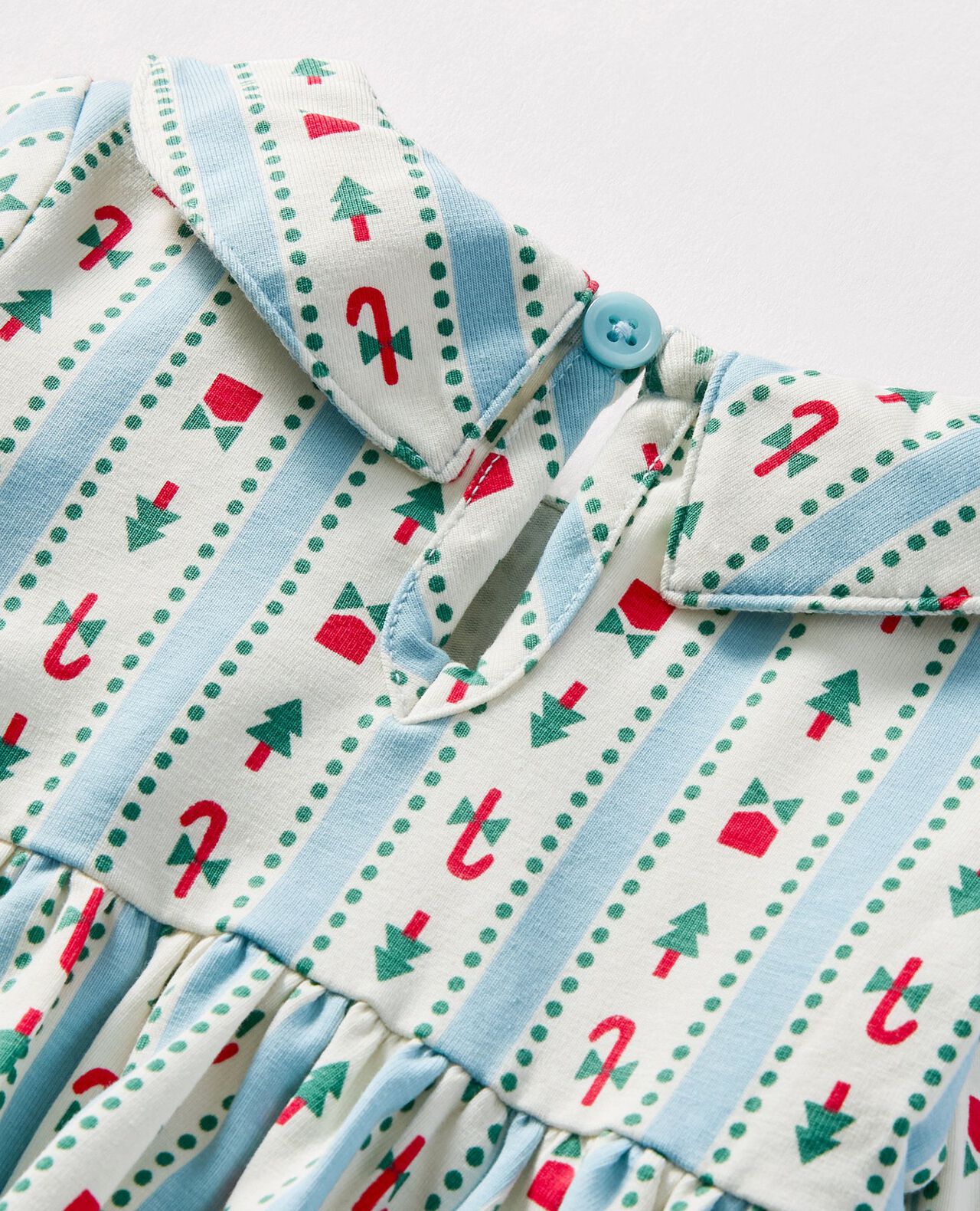 Baby Holiday Long Sleeve Bow Skater Dress & Leggings Set in Christmas Ribbons on Robin Egg Blue - main