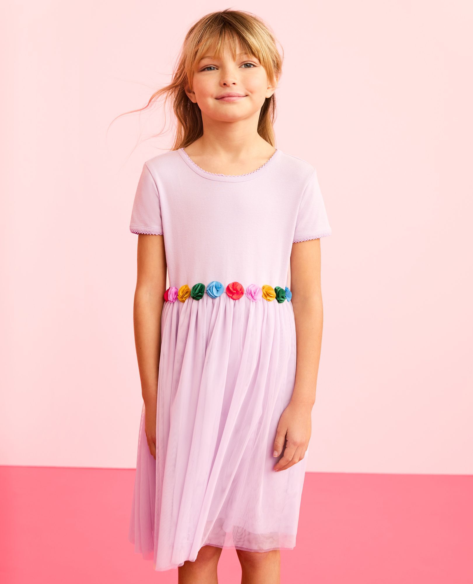 Tulle Flower Waist Dress in Orchid Hush - main