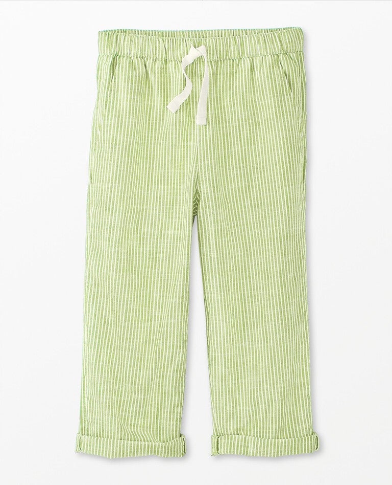 Poplin Pants in Leaf Green/Ecru - main