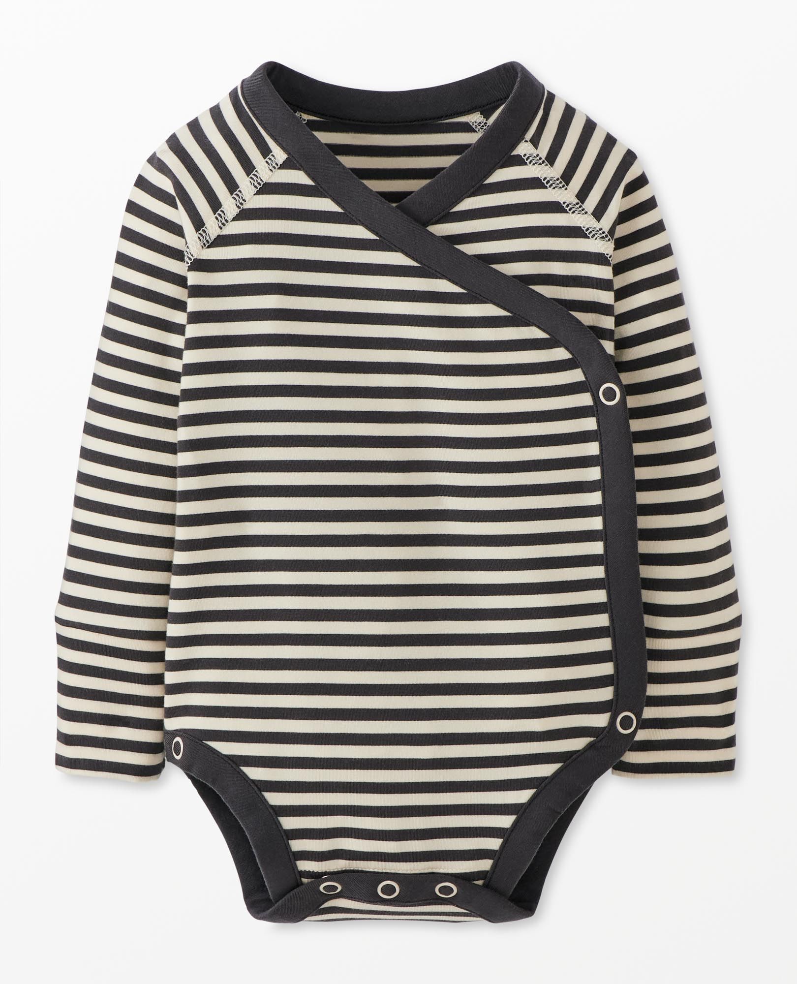 Baby Layette Bodysuit in HannaSoft™ in Soft Black/Ecru - main