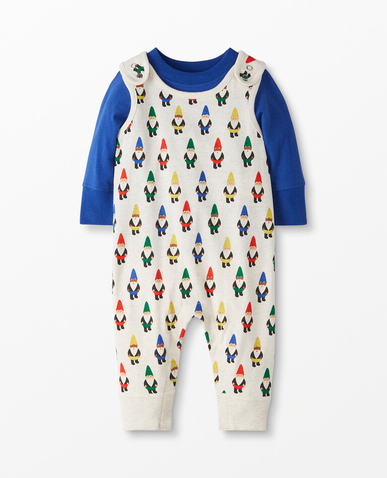 Baby Overall & Tee Set In Cotton Jersey in Rainbow Gnomes - main