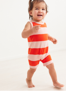 baby in striped romper