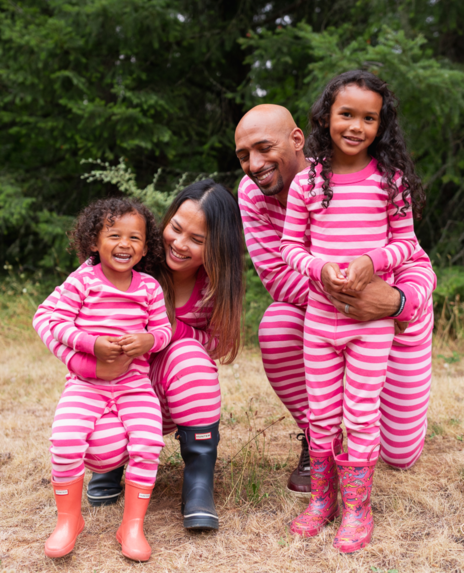 pink stripes family match outfit