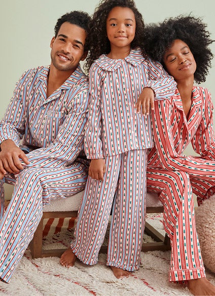 family in matching holiday pjs