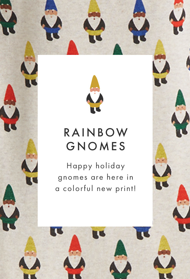 happy holiday gnomes are here in a colorful new print!