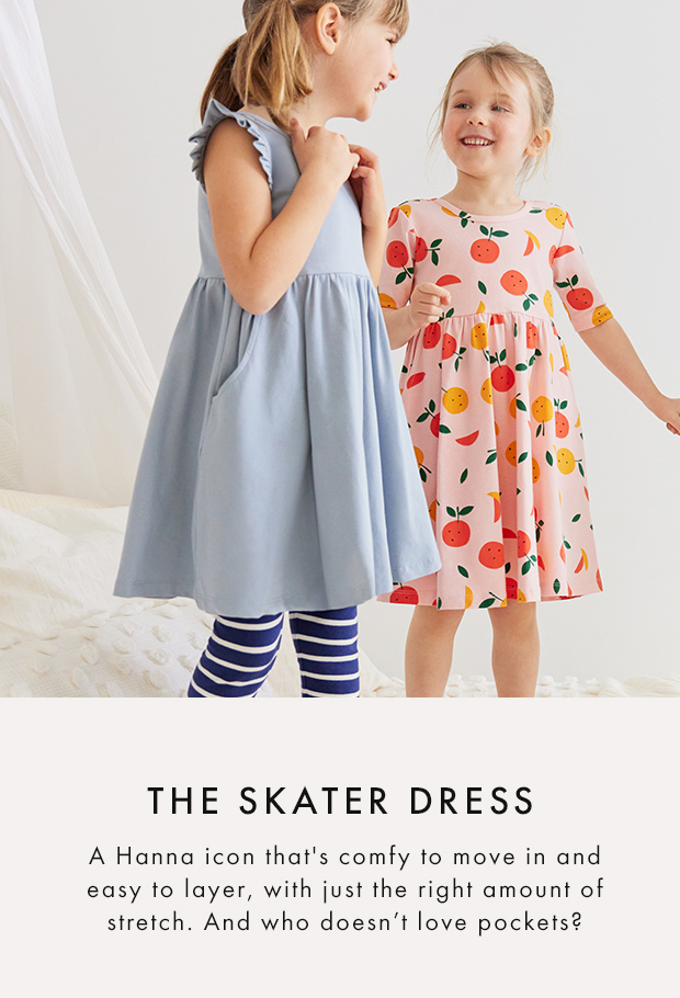 the skater dress a hanna icon that's comfy to move in and easy to layer with just the right amount of stretch and who doesn't love pockets