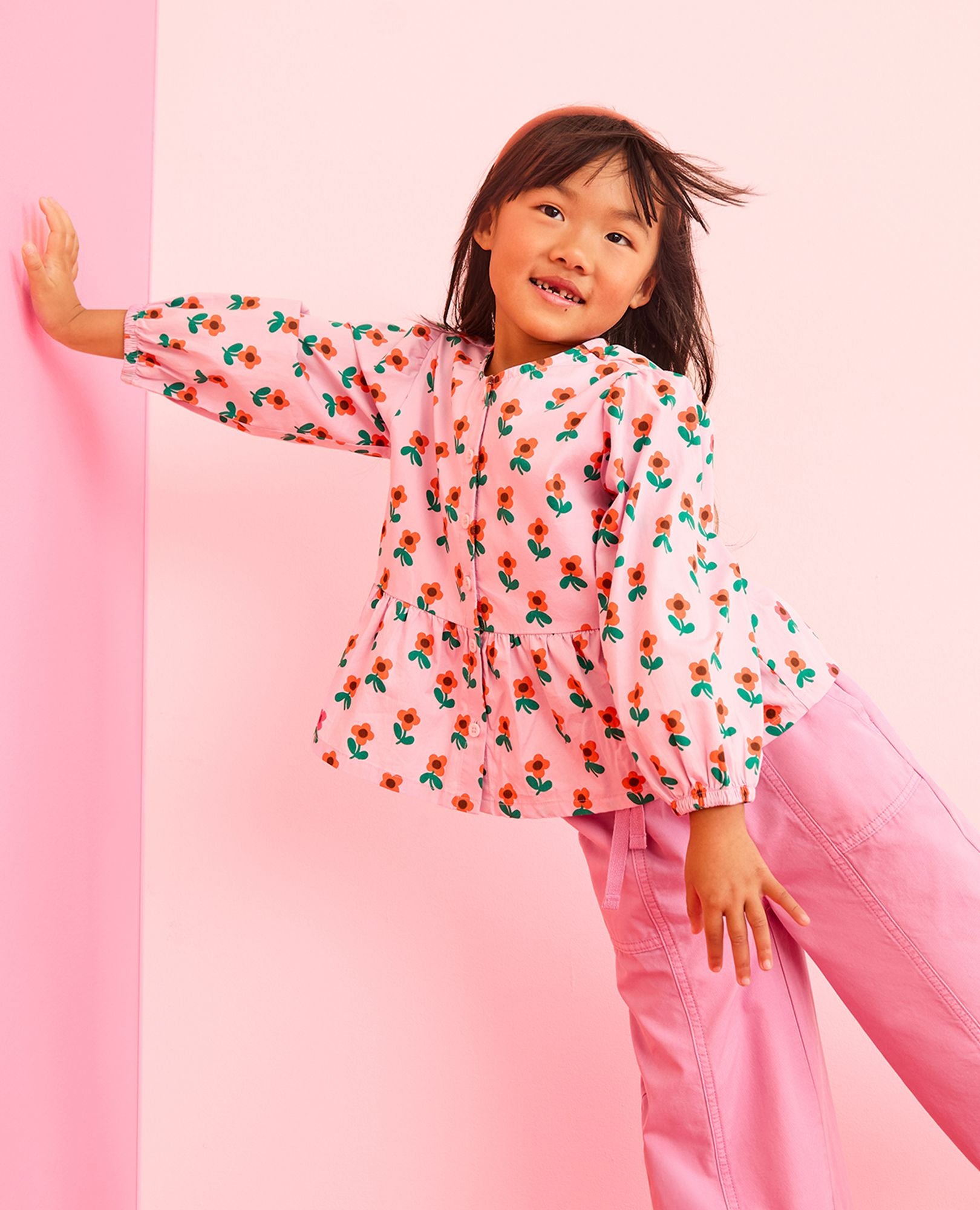 Long Sleeve Poplin Peplum Shirt | Hanna Andersson