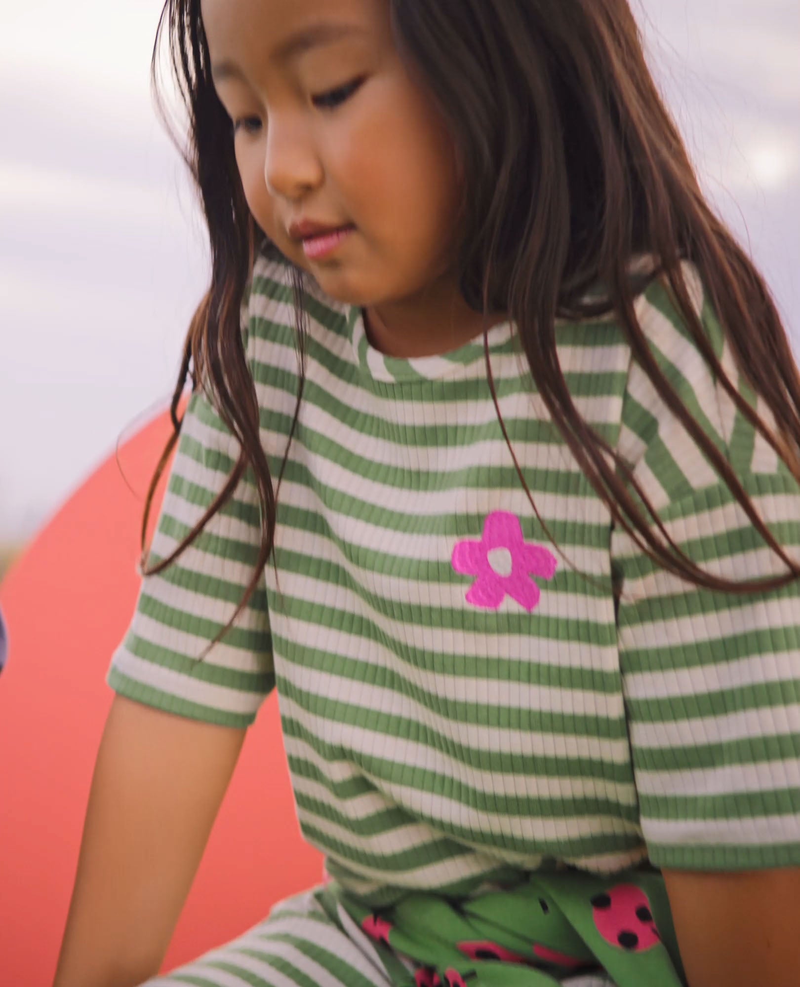 Video of child wearing Relaxed Fit Ribbed Embroidered T-Shirt