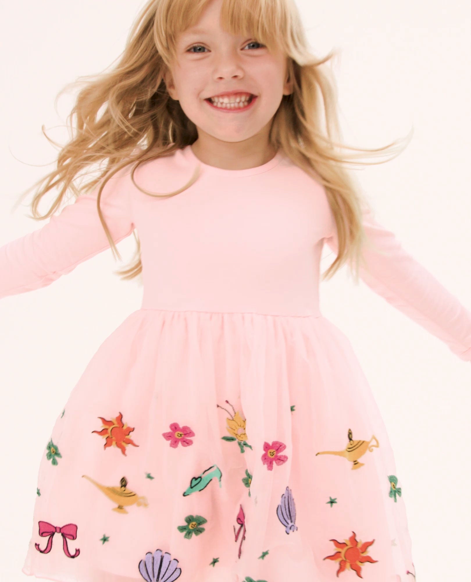 Video of child wearing Disney Princess Long Sleeve Tulle Dress