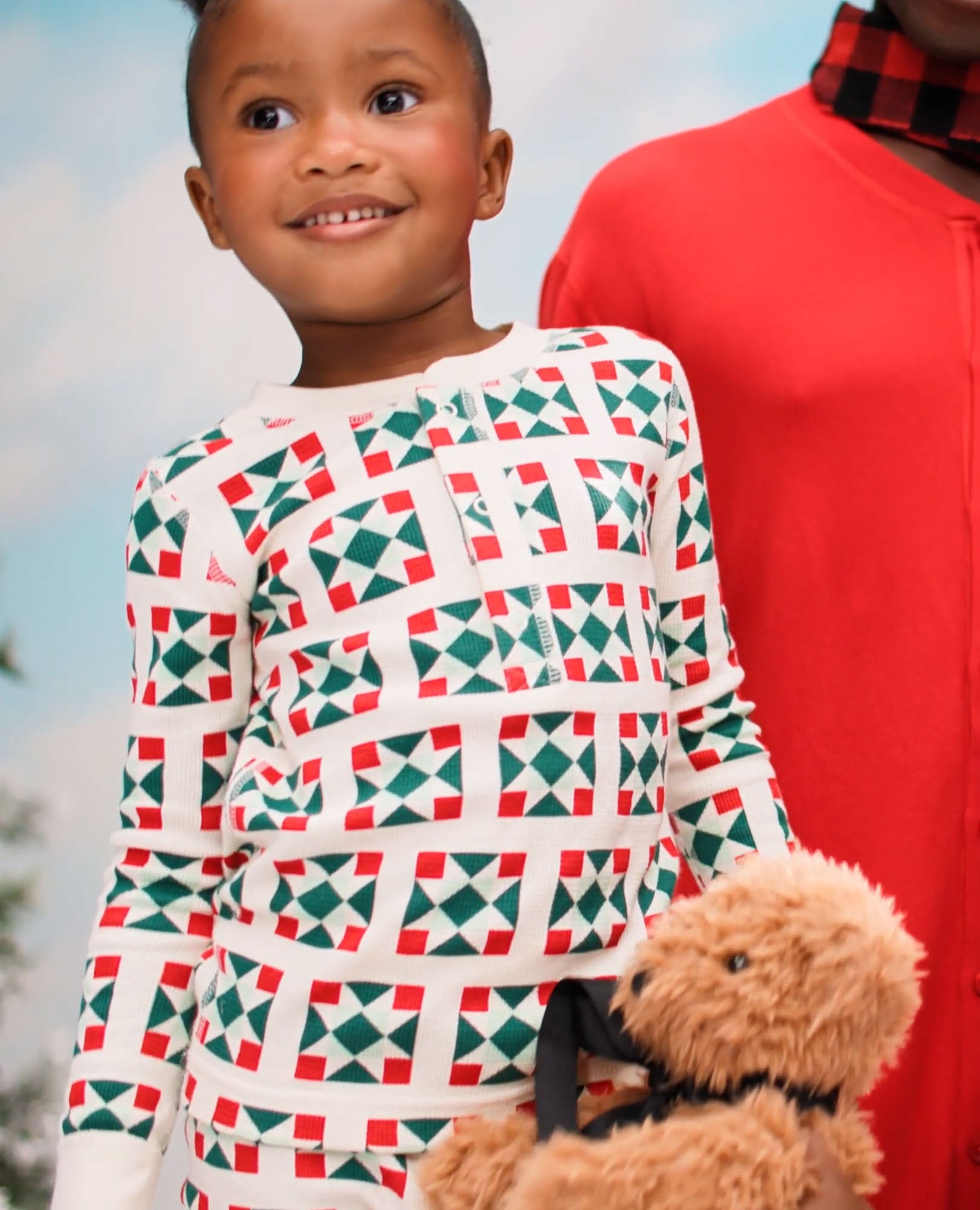 Video of child wearing Waffle Henley Pajama Set