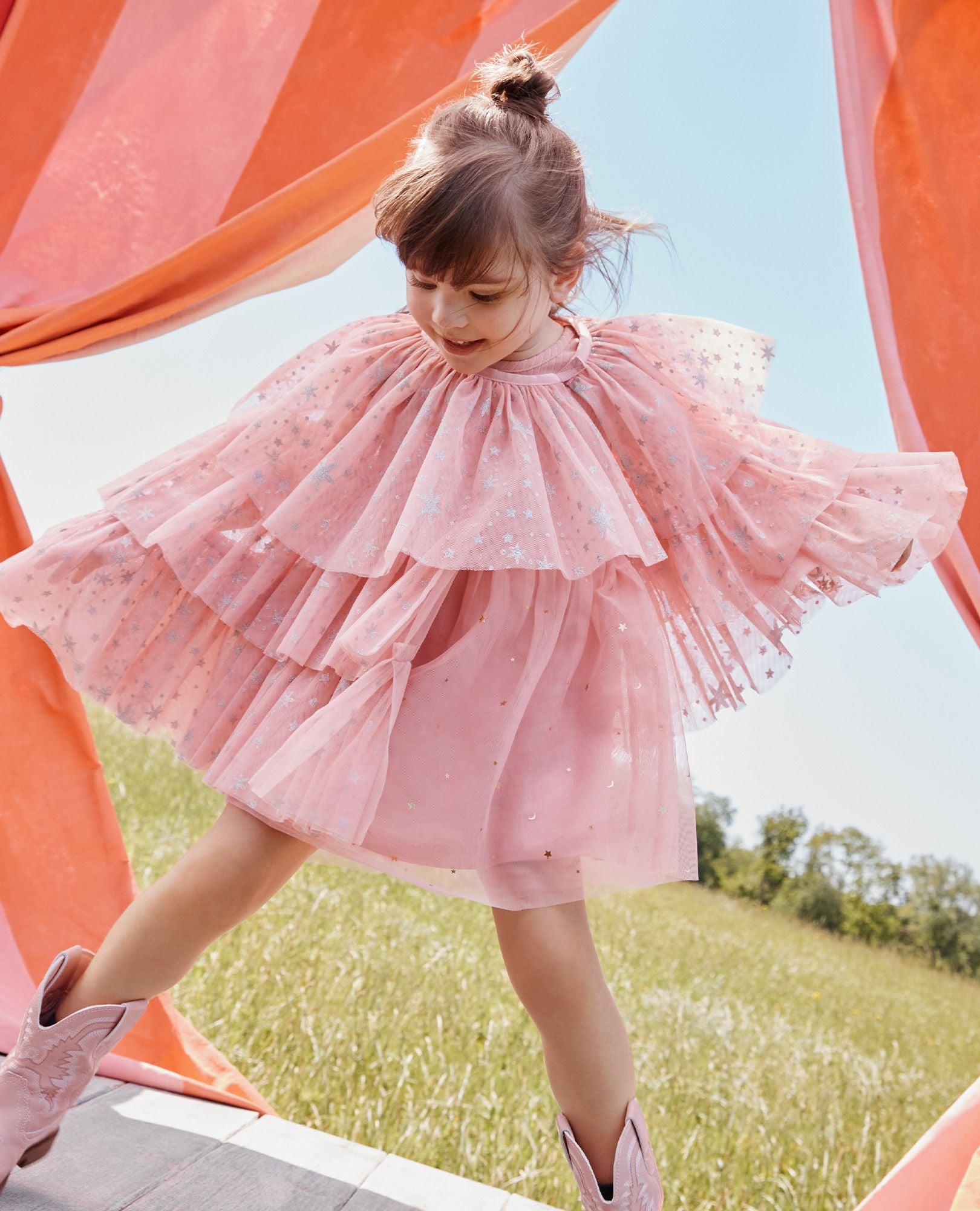 Shimmer Tulle Ruffle Capelet | Hanna Andersson