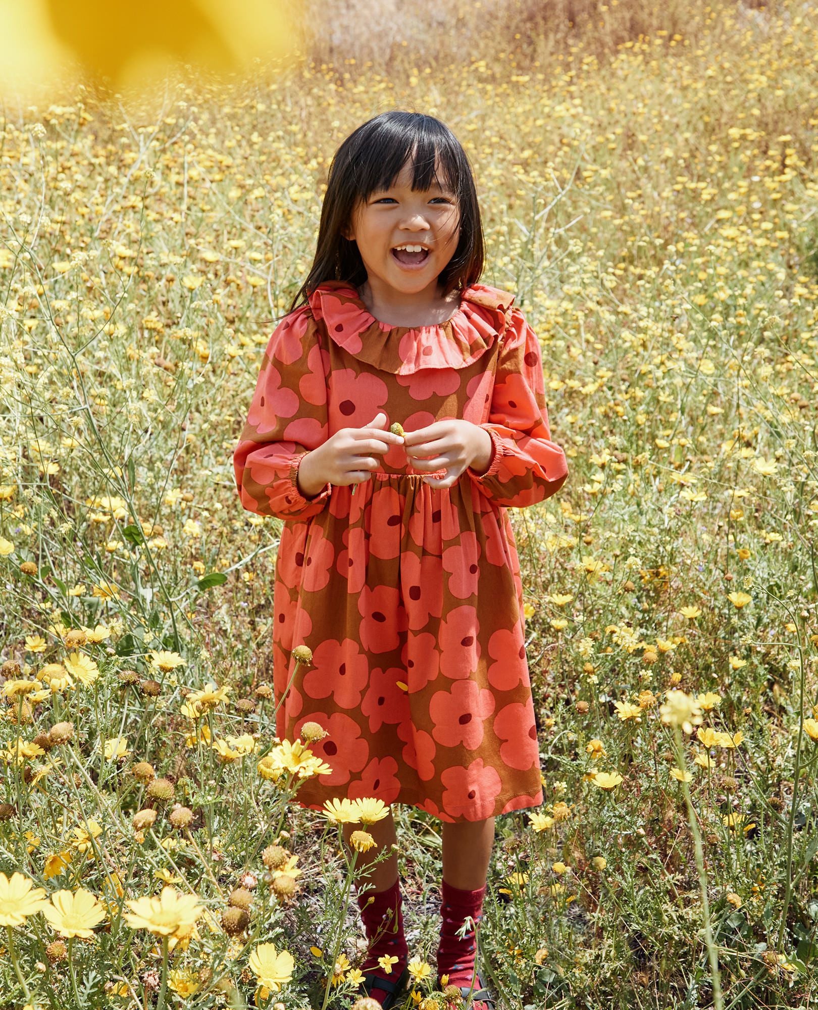 hanna andersson dress Floral On Glazed Ginger Long Sleeve Twill Collared with Pockets in 100% Cotton Ebay Pakistani dress cotton suit LIVE 03/23/2026 MC twirly skirt Pockets for Color:Red / White