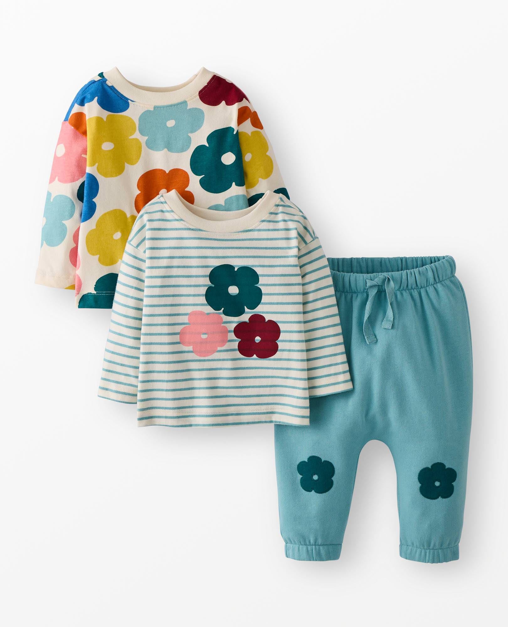 3-Pack Baby T-Shirts & Appliqué Pants Set | Hanna Andersson