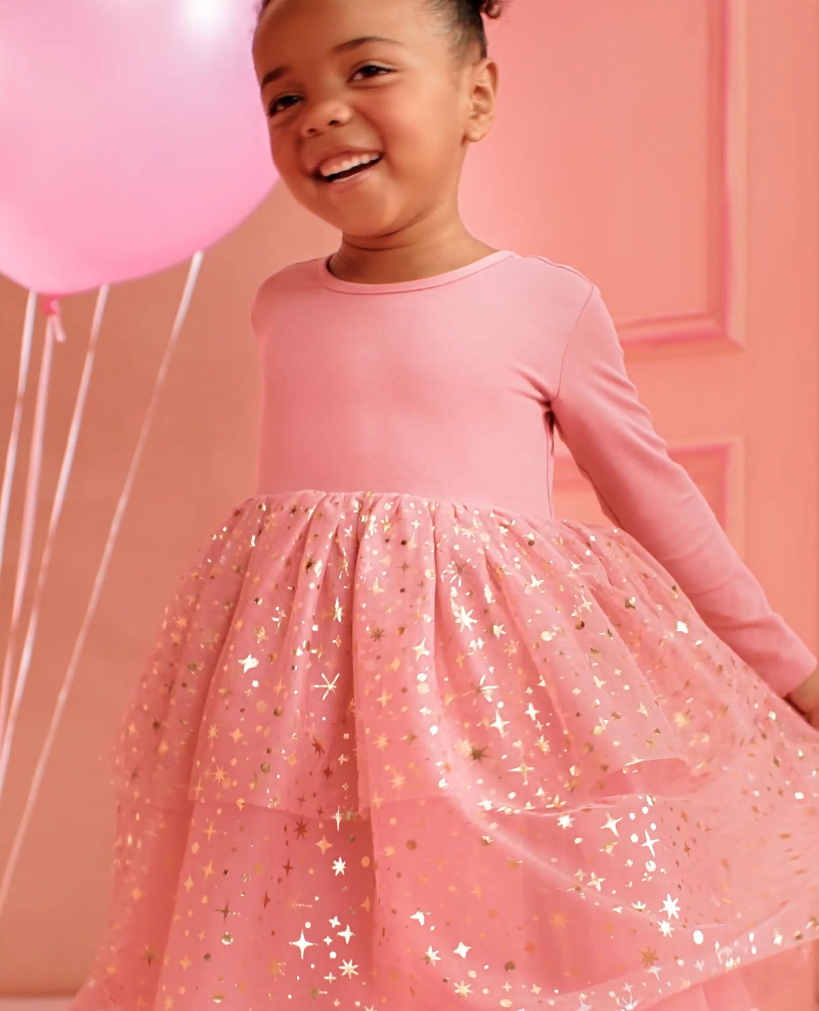 Video of child wearing Long Sleeve Tulle Shimmer Dress