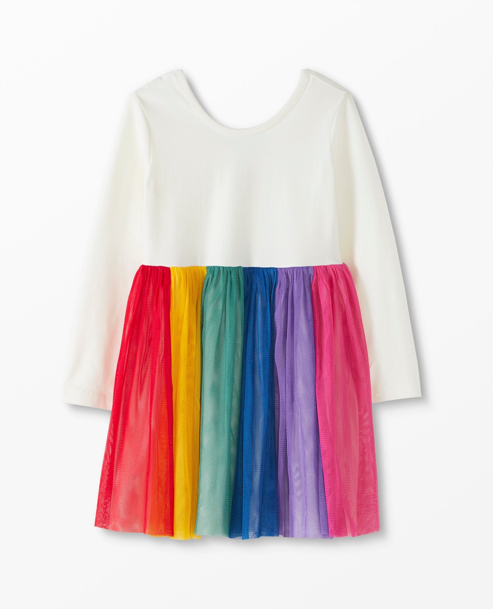 long sleeve tulle rainbow dress Gold Stars On Rainbow Long Sleeve Tulle Dress