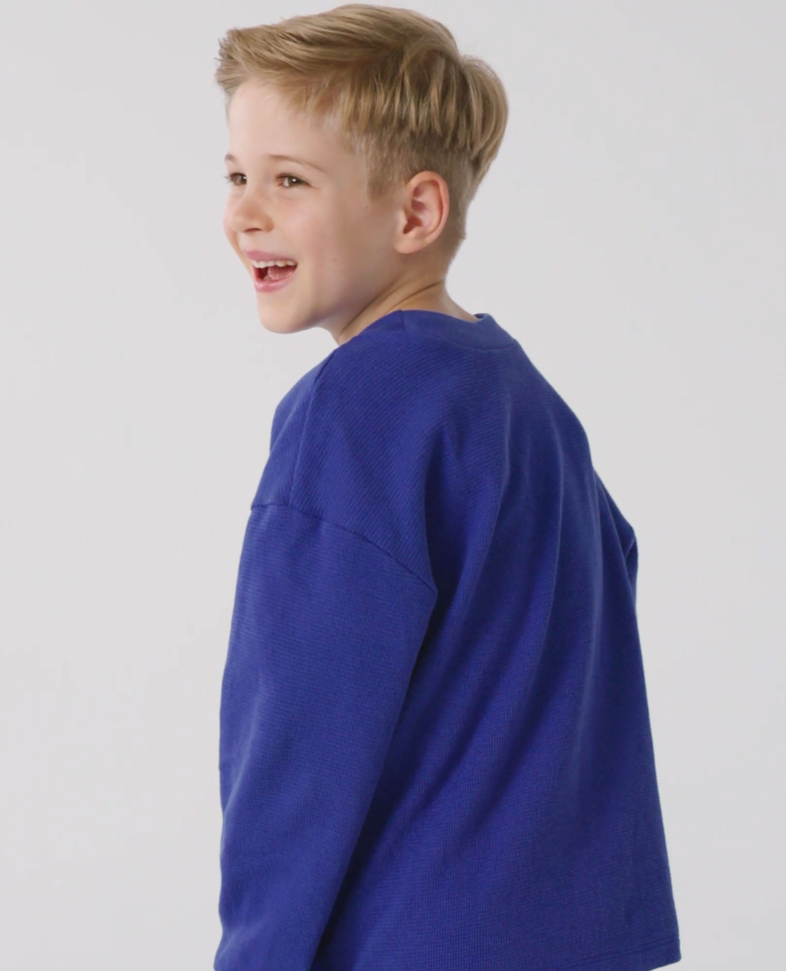 Video of child wearing Long Sleeve Oversized Waffle Crewneck