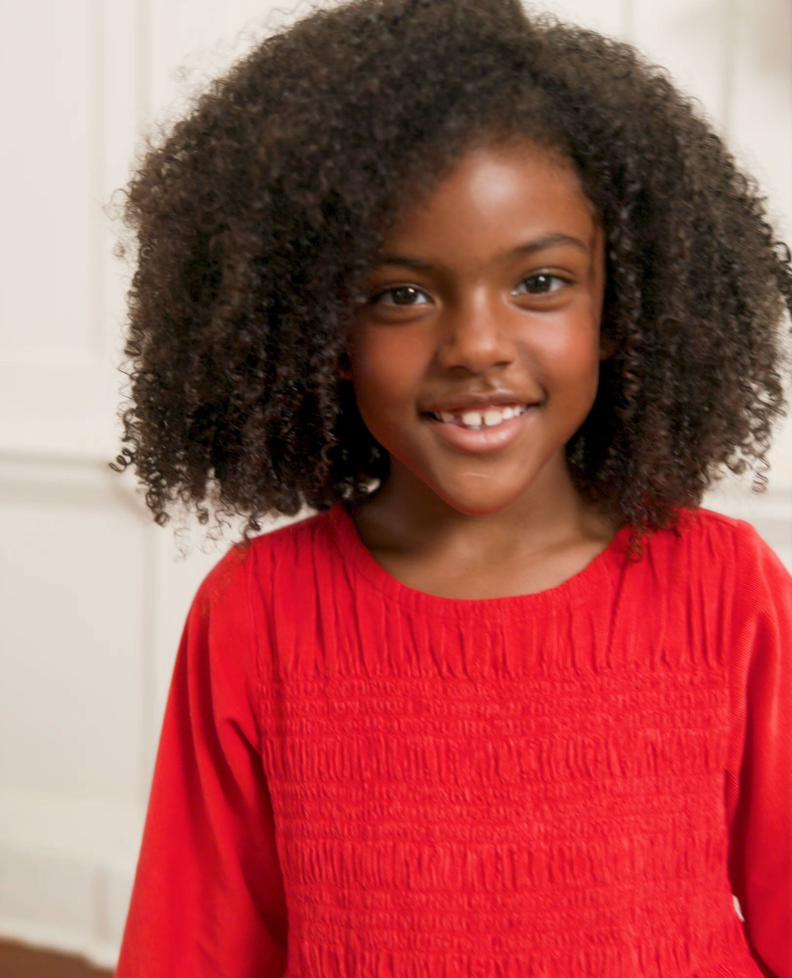 Video of child wearing Balloon Sleeve Collared Corduroy Dress with Pockets