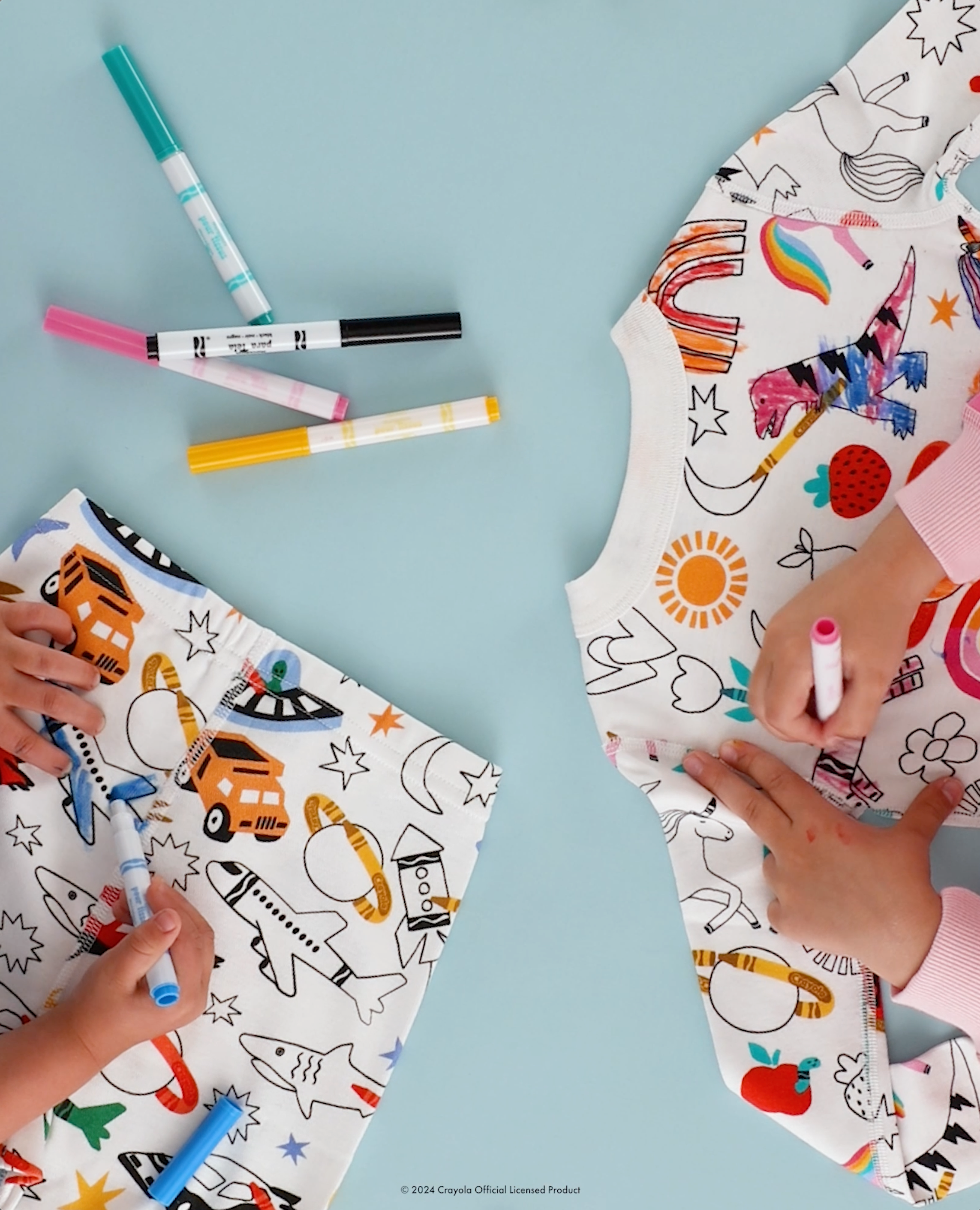 Video of child wearing Kids Crayola® Color Your Dreams Short John Pajama Set