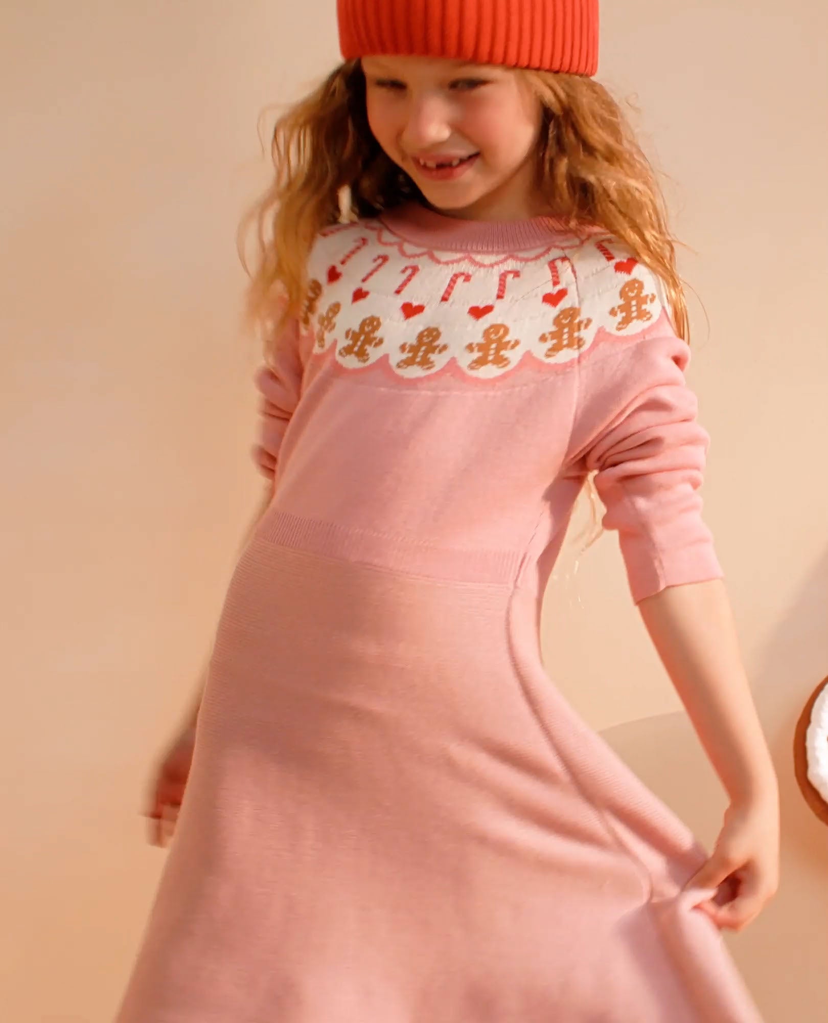 Video of child wearing Holiday Fair Isle Sweater Dress