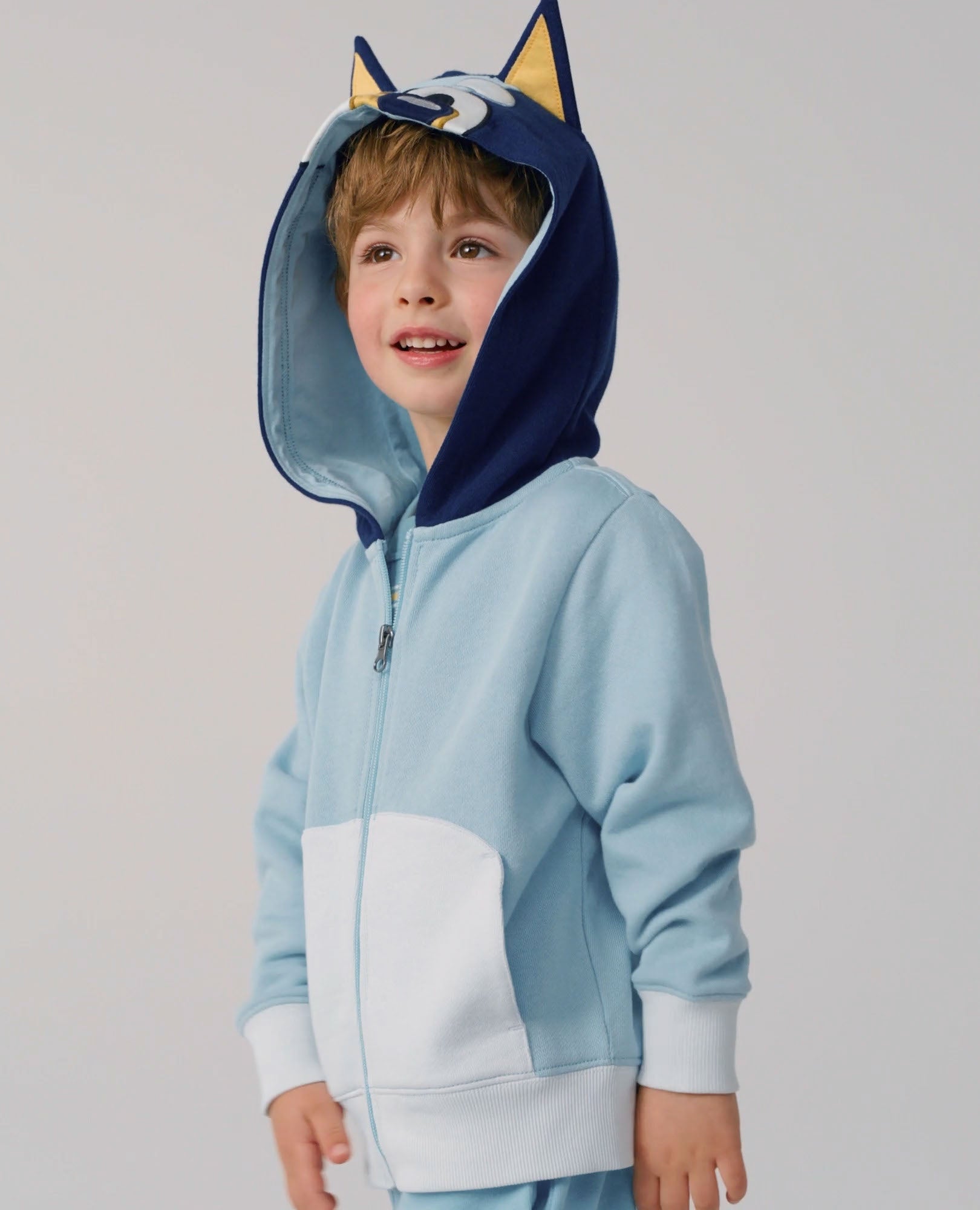 Video of child wearing Bluey Character French Terry Hoodie