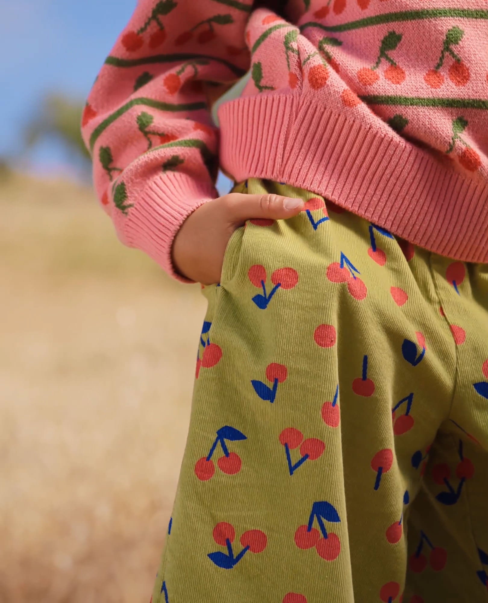 Video of child wearing Wide Leg Printed Corduroy Pants