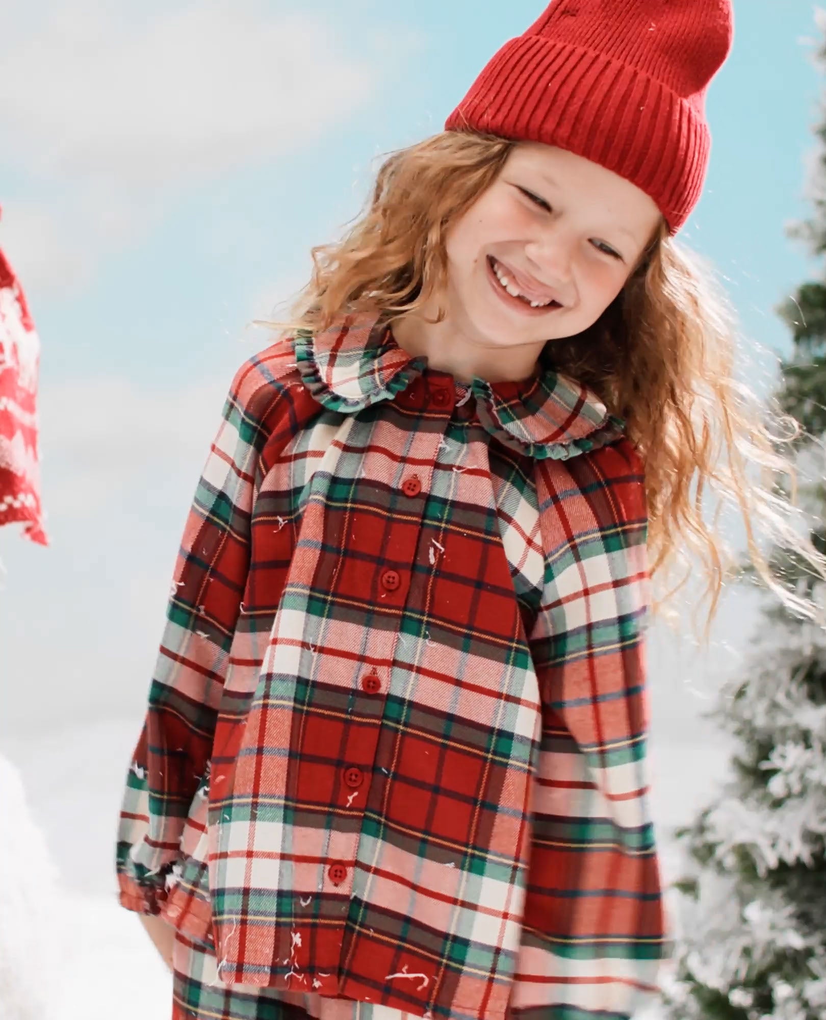 Video of child wearing Holiday Flannel Ruffle Pajama Set