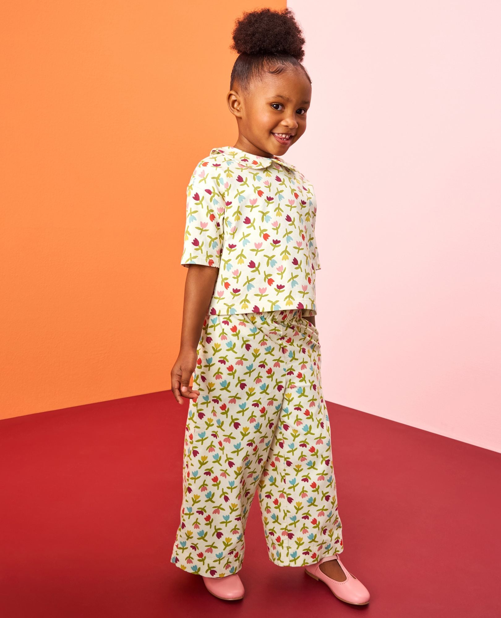 Wide Leg Printed Corduroy Pants | Hanna Andersson