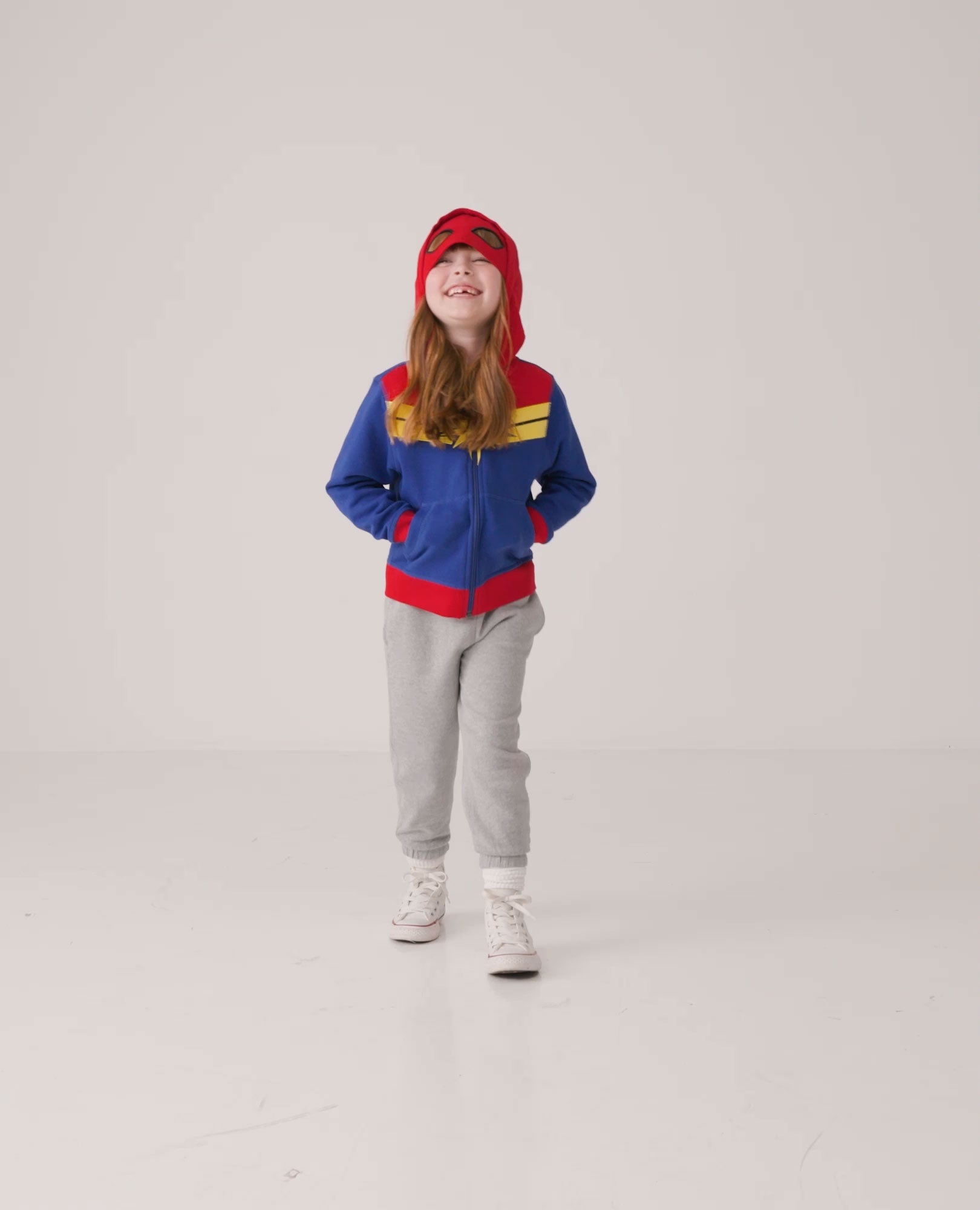Video of child wearing Marvel Captain Marvel Character Hoodie
